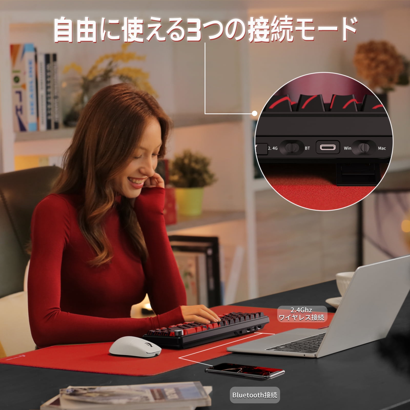 ATTACK SHARK X65PRO HE Rapid Trigger Wireless Gaming Keyboard, 0.01mm RT Accuracy 8000Hz Wired Keyboard with Magnetic Switch, Adjustable Actuation, Snap Tap, RGB Lighting for PC/Mac (Black Red)