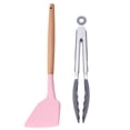 thumbnail image 1 of Juego de 2 piezas de silicona para utensilios de cocina, utensilios de cocina resistentes al calor con mango de madera, utensilio de cocina antiadherente, 1 of 5