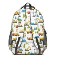 thumbnail image 3 of Excavator and Mountain White Pattern Cute School Backpack Bag with Padded Back and Adjustable Shoulder Straps 16.9 X 12.6 X 5.9 Inches, 3 of 5