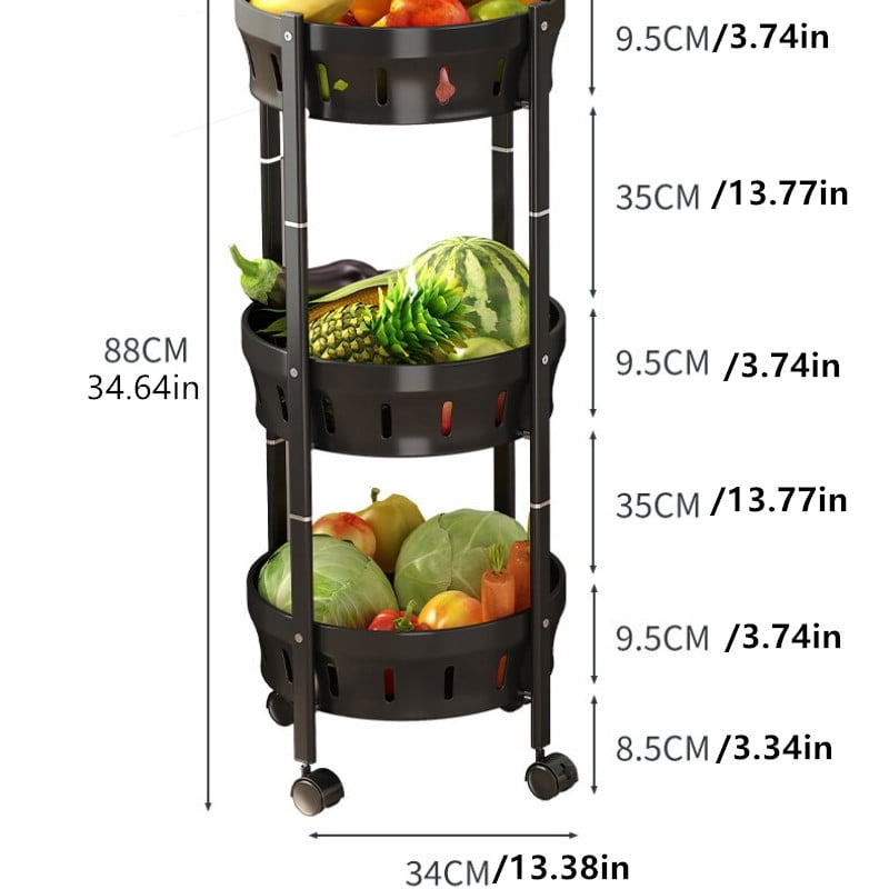 1 Set 3layer Fruit And Vegetable Storage Basket Foldable Kitchen Vegetable Floor Shelf Basket