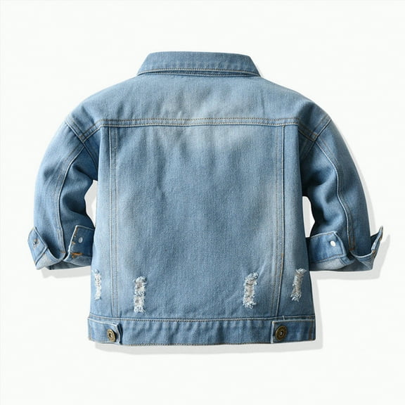 Ccpelsie Toddler Boys Girls Denim Jacket Casual Outerwear Clothing Distressed Jean Jacket Top Cowboy Autumn Spring Coat(Blue,90)