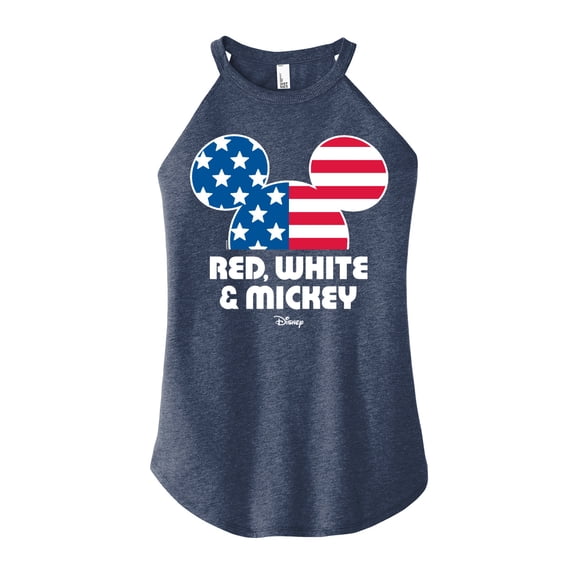 Disney - Americana - Red White And Mickey - Juniors High Neck Tank Top