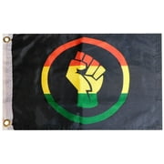 Black Lives Matter Rasta Fist Black 100D 12"x18" Woven Poly Nylon Flag Grommets