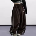 thumbnail image 3 of Women Wide-leg Cargo Pants Women's Cargo Pants with Elastic Waist Drawstring Hem Side Stripes Wide Leg Trousers with Pockets Lightweight Breathable, 3 of 6