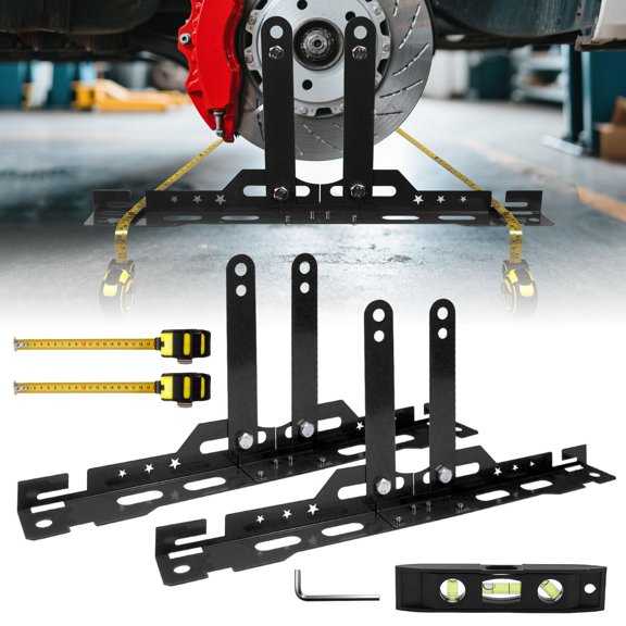 SLUMLOVE Wheel Alignment Tool with 2 Measuring Tapes, Upgraded Automotive Toe Alignment Tool for Home Use, Compatible with More Vehicle Models, Black, Toe Plates