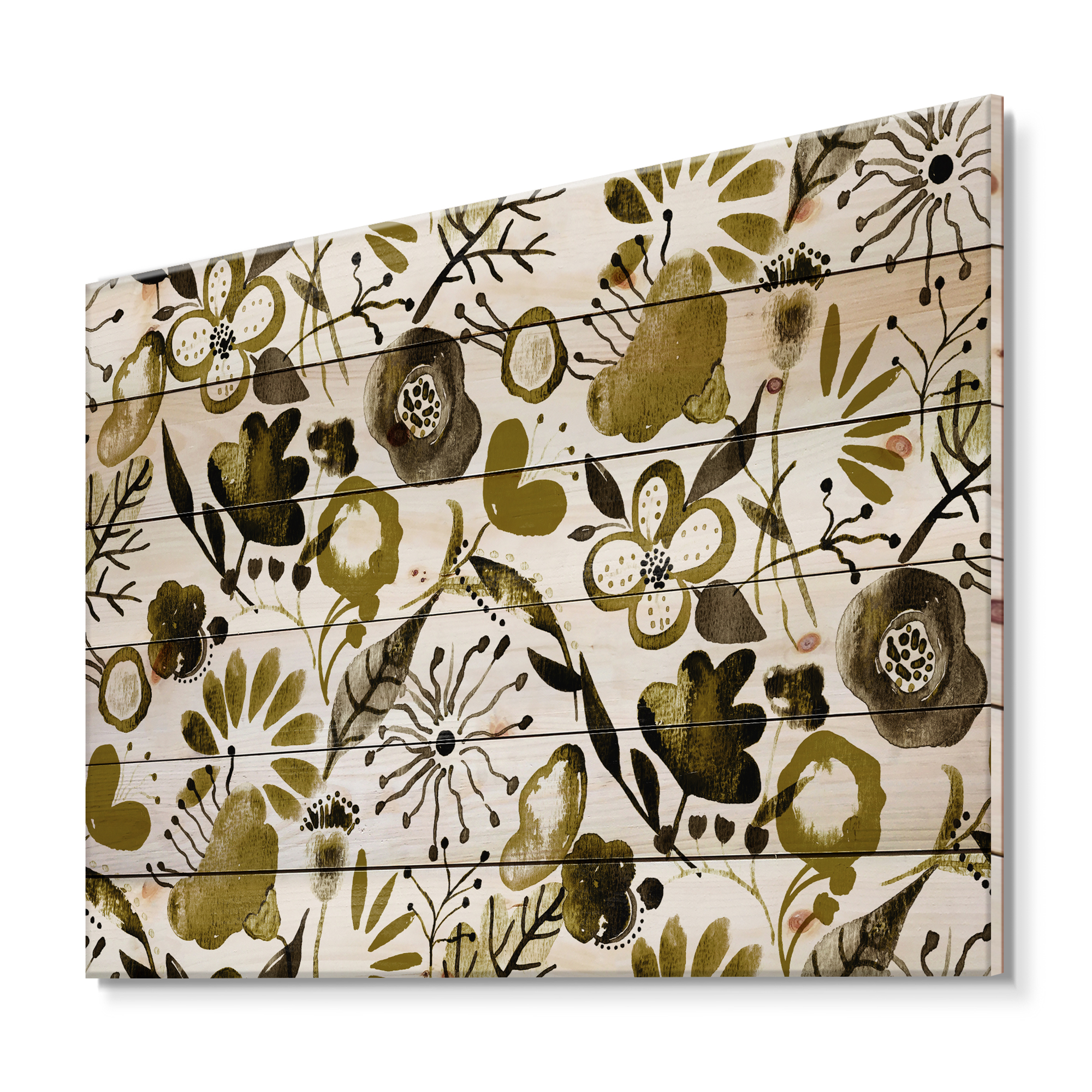 Designart 'Vital Abundance Of Wildflowers II' Modern Print on Natural Pine Wood