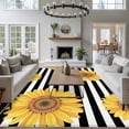 thumbnail image 3 of Sunflowers Area Rugs 5x7 ft Black White Strips Farm Watercolor Floral Washable Rug Non Slip Indoor Carpet Absorbent Floor Mat for Living Room Bedroom Dining Room, 3 of 9
