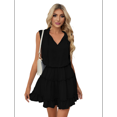 thumbnail image 1 of Minivestido Elegante de con Volantes y Escote en V Sin Mangas para Mujer, -Verano 2025 Negro XL, 1 of 8