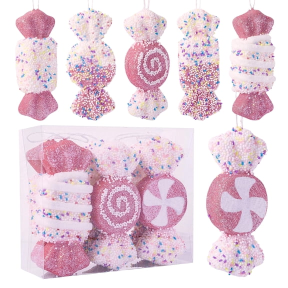 Large Candy Christmas Ornament Pastel Lollipops Hanging Decorations for Xmas Tree Cute Sweet Theme Party Home Wall Decor,A