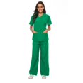 thumbnail image 4 of Puntoco Mujeres Manga Corta V-Cuello tops+Pantalones Enfermería Trabajo Uniforme Conjunto Traje Liquidación Puntoco Puntoco-7206, 4 of 9