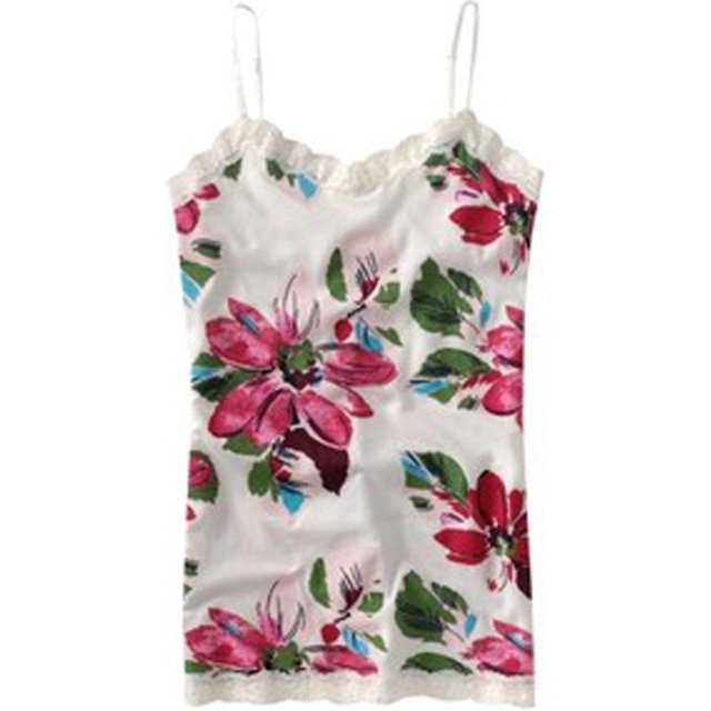 Aeropostale Womens Stretch Floral Lacy Cami Tank Top, Blanco, X-Large