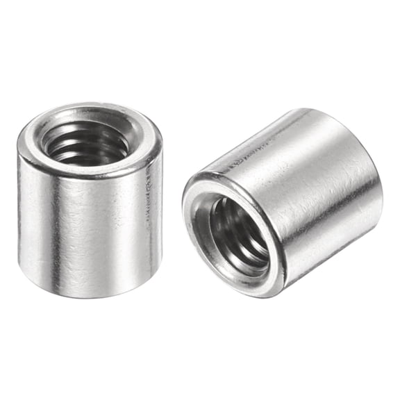 Uxcell 12 Pack M6 Round Connector Nuts, 304 Stainless Steel Coupling Nut 10mm/0.39" Length Sleeve Rod Bar Stud Nut for Bracket, M6x10x10mm