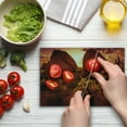 thumbnail image 4 of Saguaro Cutting Board, Dramatic Desert Scenery Like Burnt by Sun near Scottsdale Hot Rocks Serene Western Image, Decorative Tempered Glass Cutting and Serving Board, Small Size, Red, by Ambesonne, 4 of 5