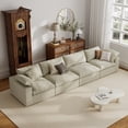 thumbnail image 3 of The Magic Home 157" Sofa Couch, Cloud Modular Sectional Sofa, Modern Linen Deep Comfy Couches for Living Room, Apartment, Office, Washable Replaceable Covers, 4 Seater Khaki Couch, 3 of 15