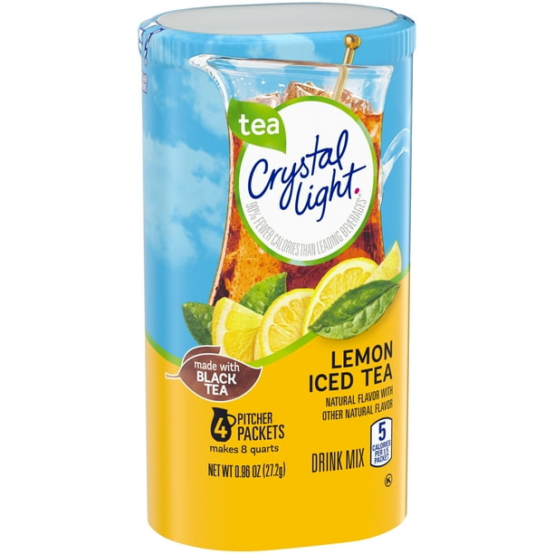 Crystal Light Lemon Iced Tea Powdered Drink Mix, 4 Ct - 0.96 Oz Can 