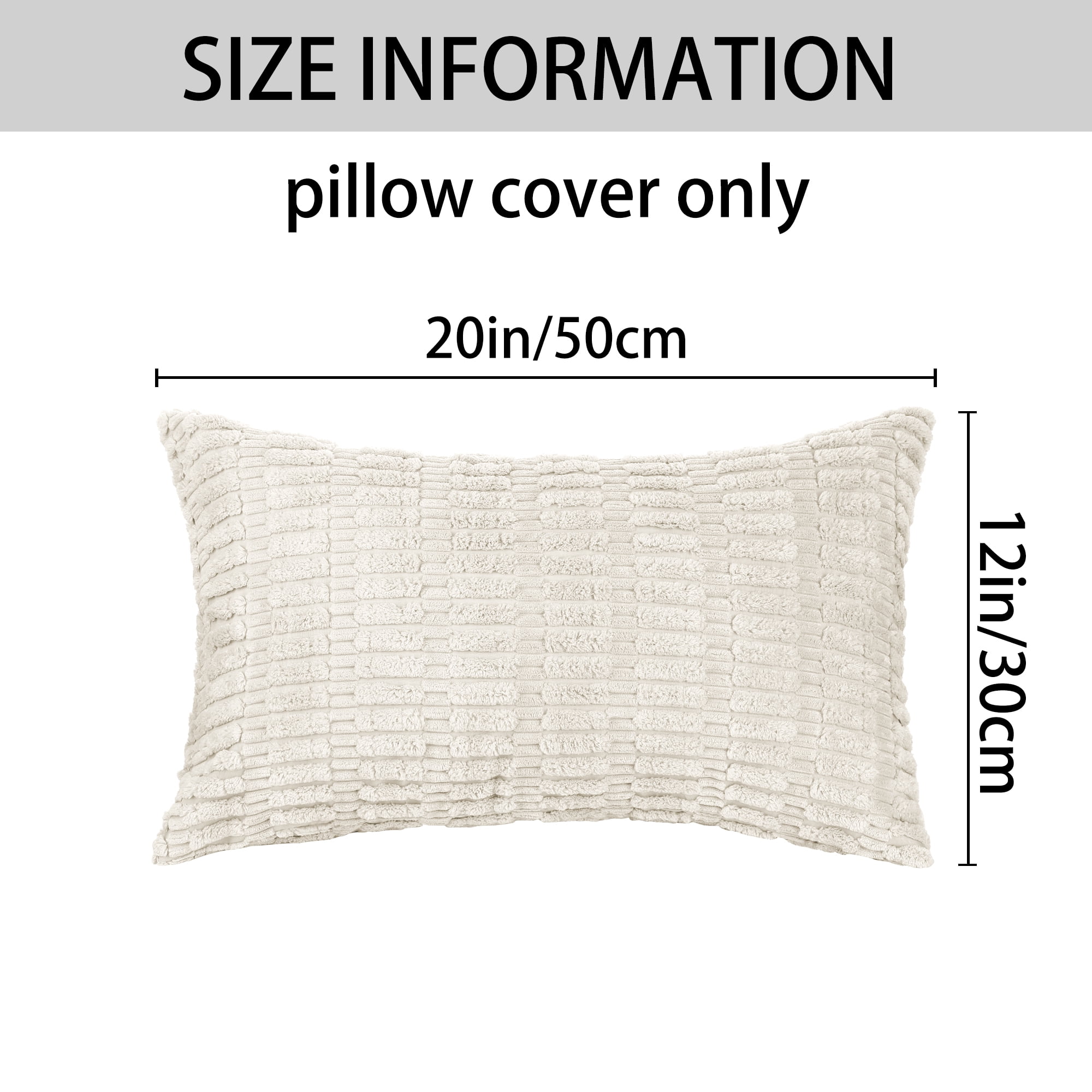 Unique Bargains Corduroy Soft Square Cushion Covers Modern Throw Pillow Covers (2 Count) Beige 12"x20"