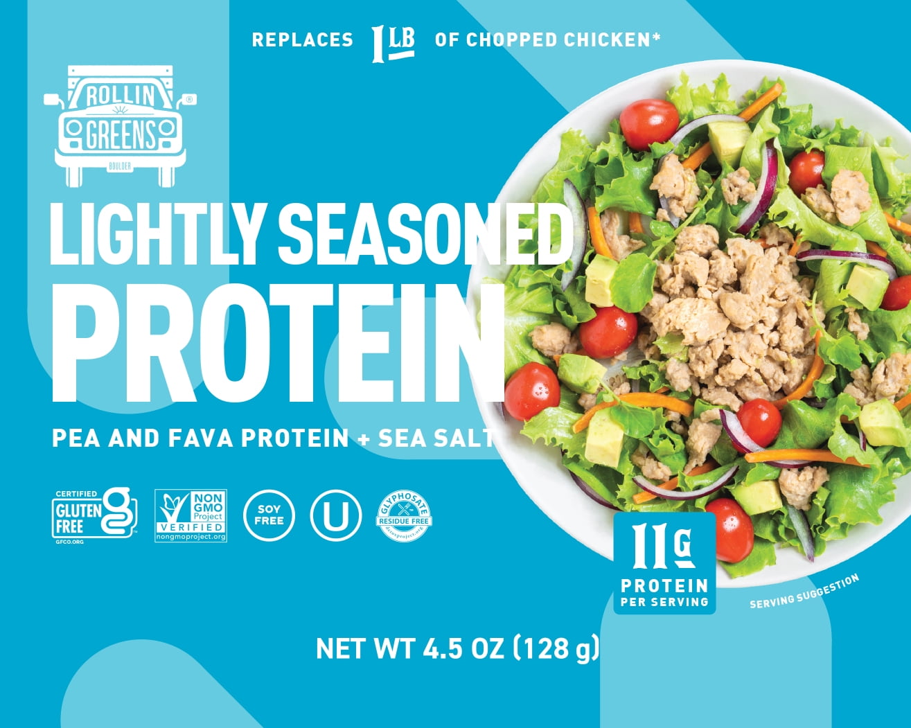 (12 pack) RollinGreens Plant-Based Classic CHIC'KEN Chopped, 4.5 oz Pouch, 1 Count