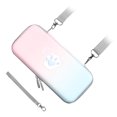 thumbnail image 1 of Lindo estuche de transporte con forma de pata de gato, cubierta protectora dura de cuero PU con correa para el hombro y cuerda de mano para consola de juegos Switch, degradado rosa y azul, 1 of 5