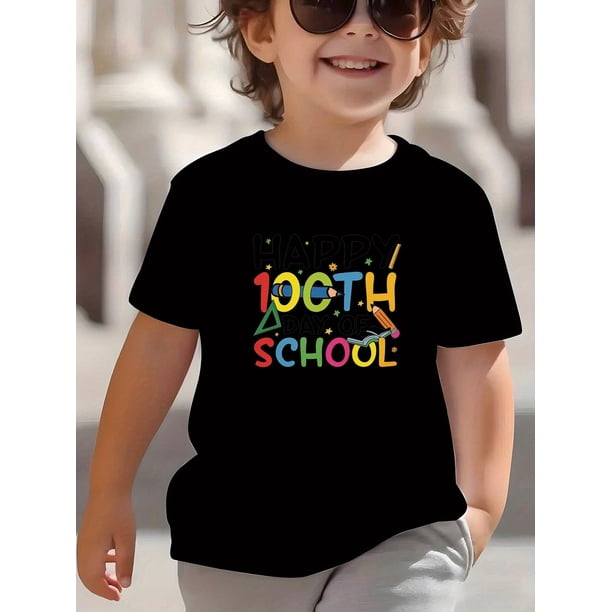 Youngsters' 1st Grade Happy School Graphic T-Shirt - Short Sleeve Tee with Backpack & Pencils Design, Breathable Summer Casual Wear for Boys & Girls, Youngsters'S School Apparel | Comfortable