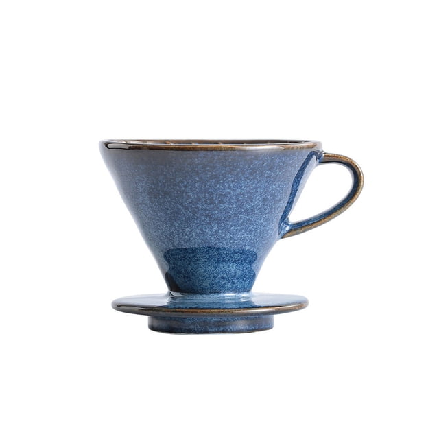 Goteador de café V60 de cerámica, cono para pour-over, alta temperatura, esmalte azul, pequeño