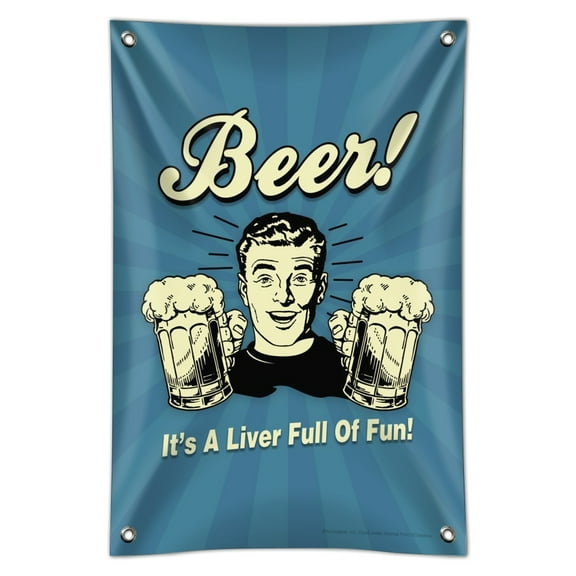 Beer It's a Liver Full of Fun Funny Humor Home Business Office Sign