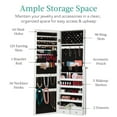 thumbnail image 4 of Best Choice Products Jewelry Armoire Cabinet, Full Length Mirror w/ Velvet Storage Interior, Lock - White, 4 of 9