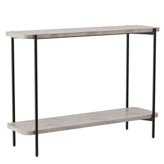 Furniture of America Elgun Metal 1-Shelf Console Table in Black and Gray