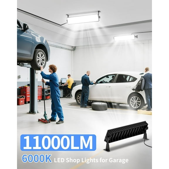 OTGFRF-100W LED Shop Light 11000LM Ultra Brighter, Plug in Garage Light with On/Off Switch and 6FT Cord, 6000K IP66 Waterproof Workshop Bay Lighting for Garage Workbench Warehouse Factory Yard Outdoo