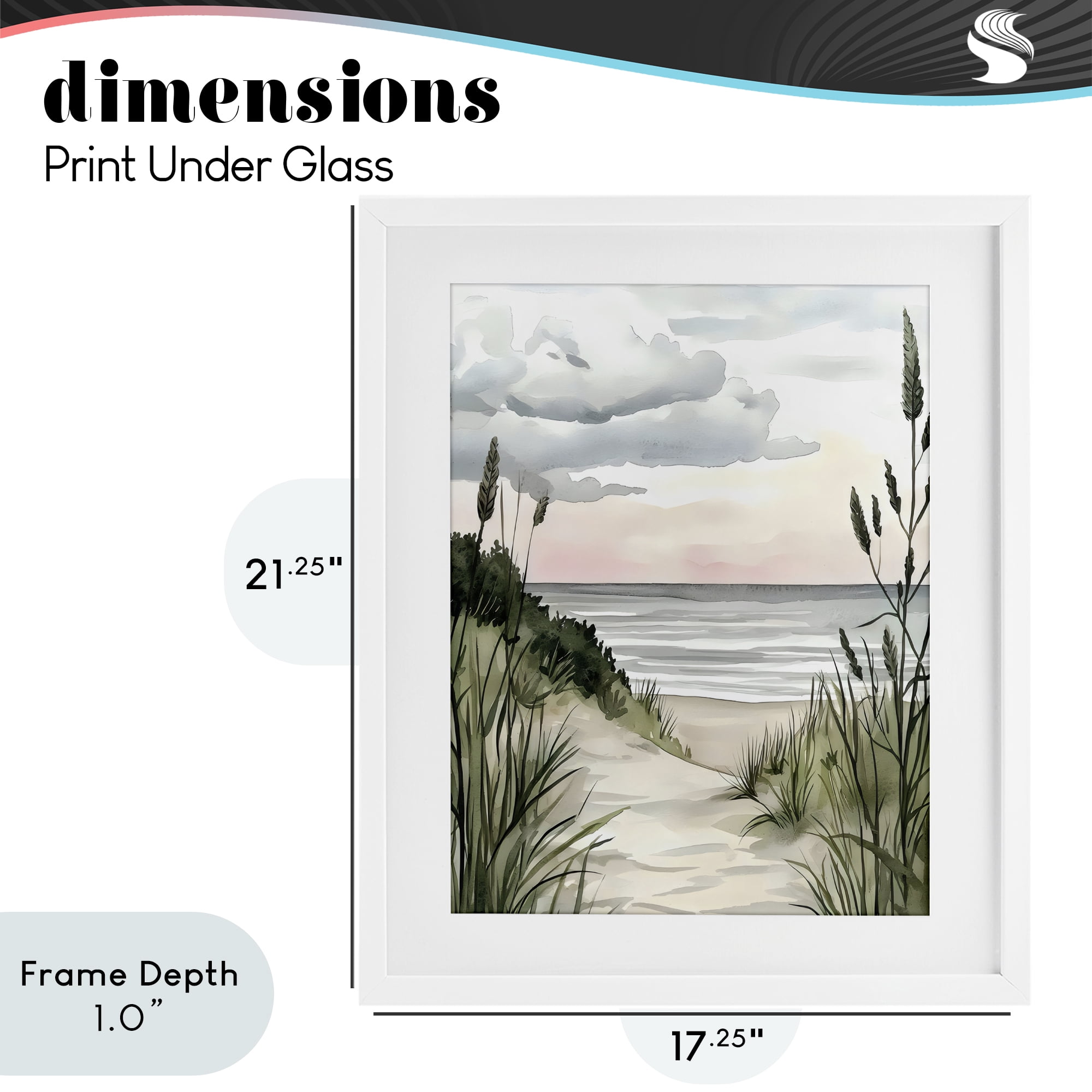 Stupell Industries Coastal Calm Seaside Dunes White Framed Print Under Glass, design by Riley B