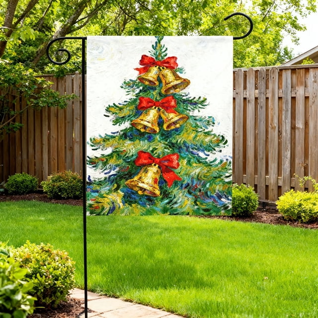 Bandera Navideña para Jardín | Decoración Navideña de Doble Cara | Bandera de Poliéster Lavable para Porche | Diseño de Árbol de Navidad Invernal | Resistente a La Intemperie | Decoración para Patio,