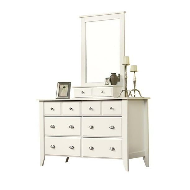 Sauder Shoal Creek Dresser And Mirror Set In Soft White Walmart Com Walmart Com