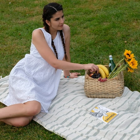 Urban Pera Striped Venus Turkish Towel 37x67 inches 100% Cotton, Green