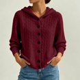 thumbnail image 2 of Fewfanhot Women's Sweaters Cable Knit Round Neck Button Open Front Long Sleeve Trendy Sweater Coat Clothes, 2 of 5