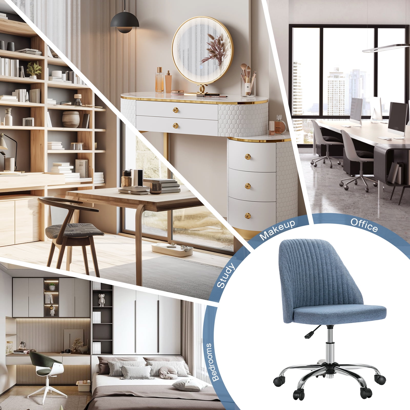 Gianna Home Office Desk Chair, Adjustable Armless Rolling Task Chair, Computer Chairs for Home