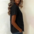 thumbnail image 7 of Xdegoge Womens Short Sleeve Button Down Shirts Asymmetrical Stand Collar Casual Regular Fit Tops Solid Trendy Travel Summer Vacation Tees, 7 of 7