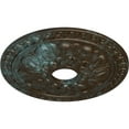 thumbnail image 3 of Ekena Millwork 18"OD x 3 1/2"ID x 1 3/8"P Warsaw Ceiling Medallion (Fits Canopies up to 3 1/2"), Hand-Painted Bronze Blue Patina, 3 of 6