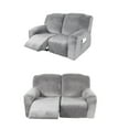 thumbnail image 2 of 6-Piece Velvet Recliner Sofa Cover 2 Seater Loveseat Slipcover, Non-Slip Stretch Couch Furniture Protector, Silver Grey, 2 of 7