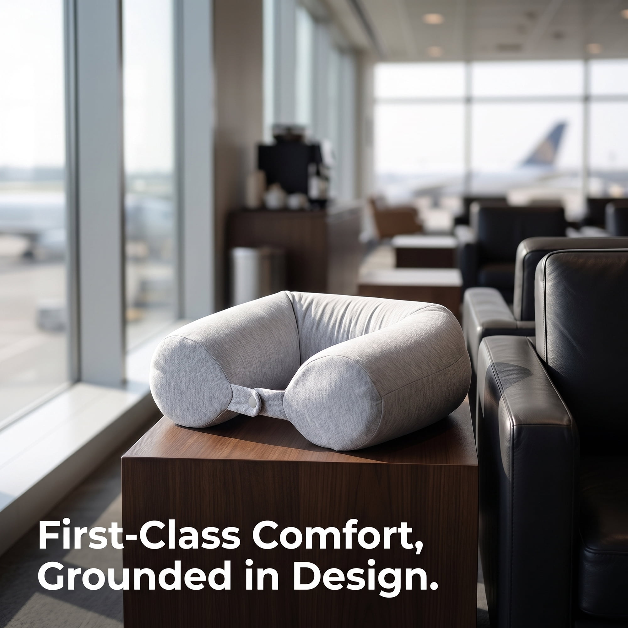 Unique Bargains Memory Foam Neck Pillow U Shape Closure for Airplane Light Gray 25"x4"