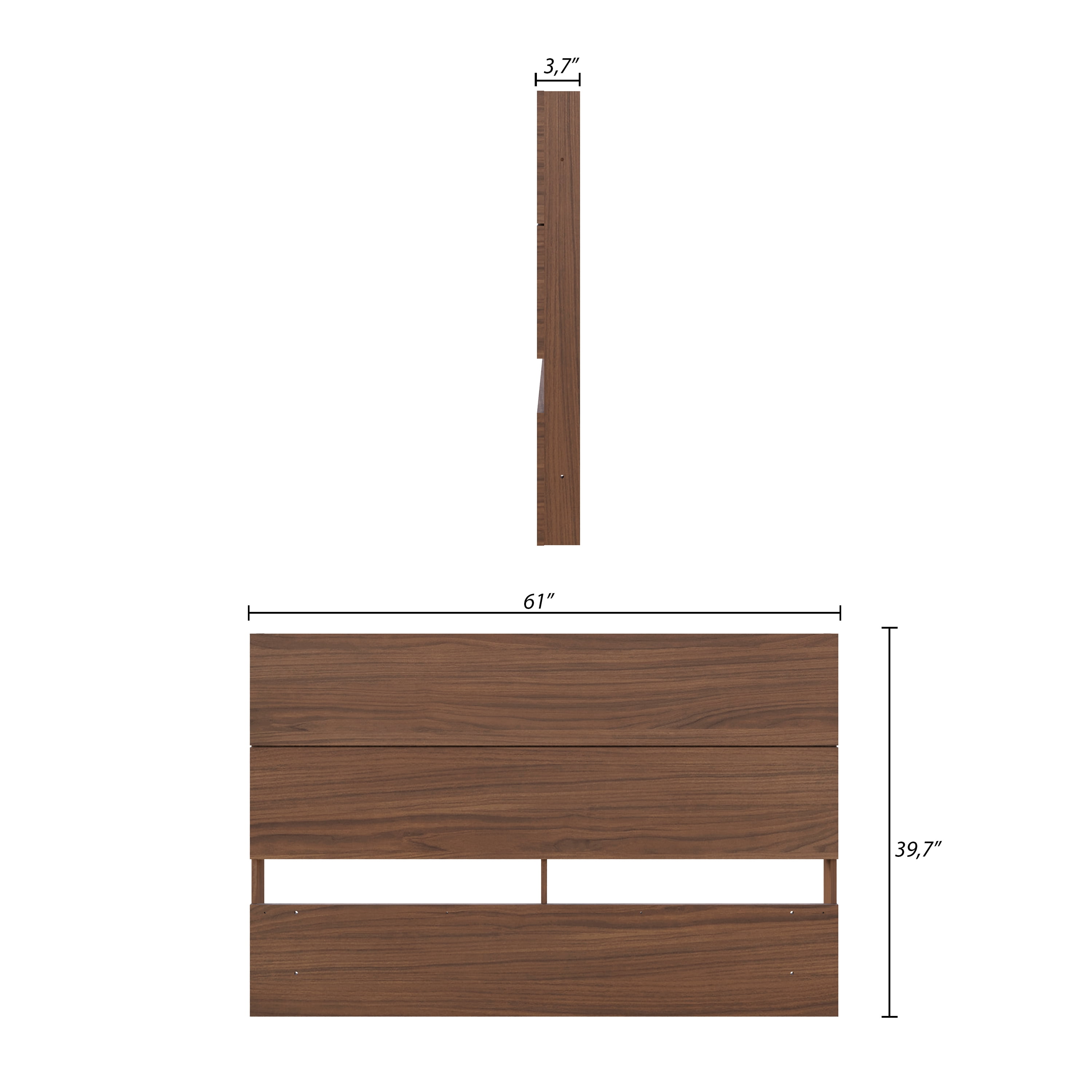 Nexera Queen Size Panel Wood Headboard, Walnut