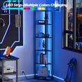 thumbnail image 4 of Estantería esquinera Furnulem de 6 niveles con luz LED, metal negro y madera, 4 of 9