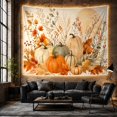 thumbnail image 6 of Pumpkins and Autumn Foliage on Cream Background, Cozy Watercolor for Nature Lovers, Botanical Harvest Art, Thanksgiving Gift Tapestry Wall Hanging for Bedroom and Living Room, 6 of 7