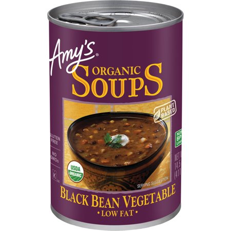 Amy’s Soup, Plant-Based Organic Black Bean Vegetable Soup, Gluten Free, Made With Organic Black Beans and Vegetables, Canned Soup, 14.5 Oz