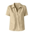 thumbnail image 4 of Women's Casual Loose Plain V-Neck Pullover Top for Everyday Wear, 4 of 7