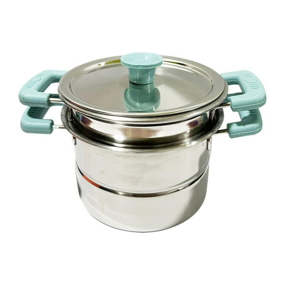 Frying Pan and Soup Pot, Egg Frying Pan Mulifunctional Stainless Steel with Lid and Handle Saucepan Nonstick Wok for Home Party Restaurant Blue soup pot