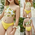 thumbnail image 4 of DHFJKG Girls One Shoulder Bikini Swimsuit 2PCS Set Floral Print Top With Bikini Bathing Suit Swimwear Comfy Beachwear, 4 of 4