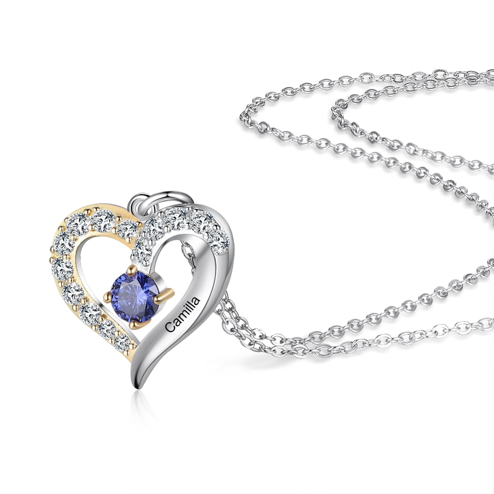 Mementos Personalized Mother's Family Birthstone and Names Necklace