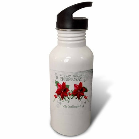 

Berries and Poinsettias a very merry Christmas To My Granddaughter 21 oz Sports Water Bottle wb-154929-1