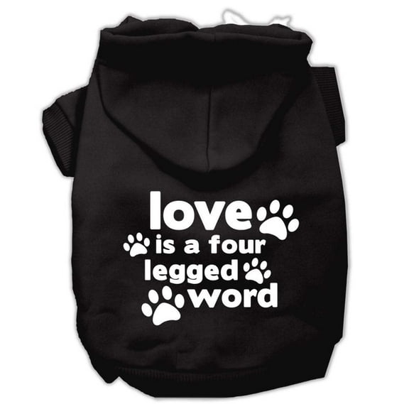 Pet Dog Cat Hoodie Screen Printed, "Love Is A Four Legged Word"