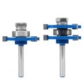 thumbnail image 6 of HILTEX 10110H Tongue and Groove Router Bit Set, 2 Pieces, 1/4 Inch Shank, Adjustable 3 Teeth T-Shape Wood Milling Cutter Woodworking Tool, 1/2-Inch Cutting Depth 1/4-Inch Tongue Height, 6 of 7