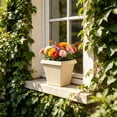 thumbnail image 3 of Thickened Square Plants Planter Faux Ceramic Plastic Flower Pot With Base Tray For Succulents Beige 7.8 Inch, 3 of 4